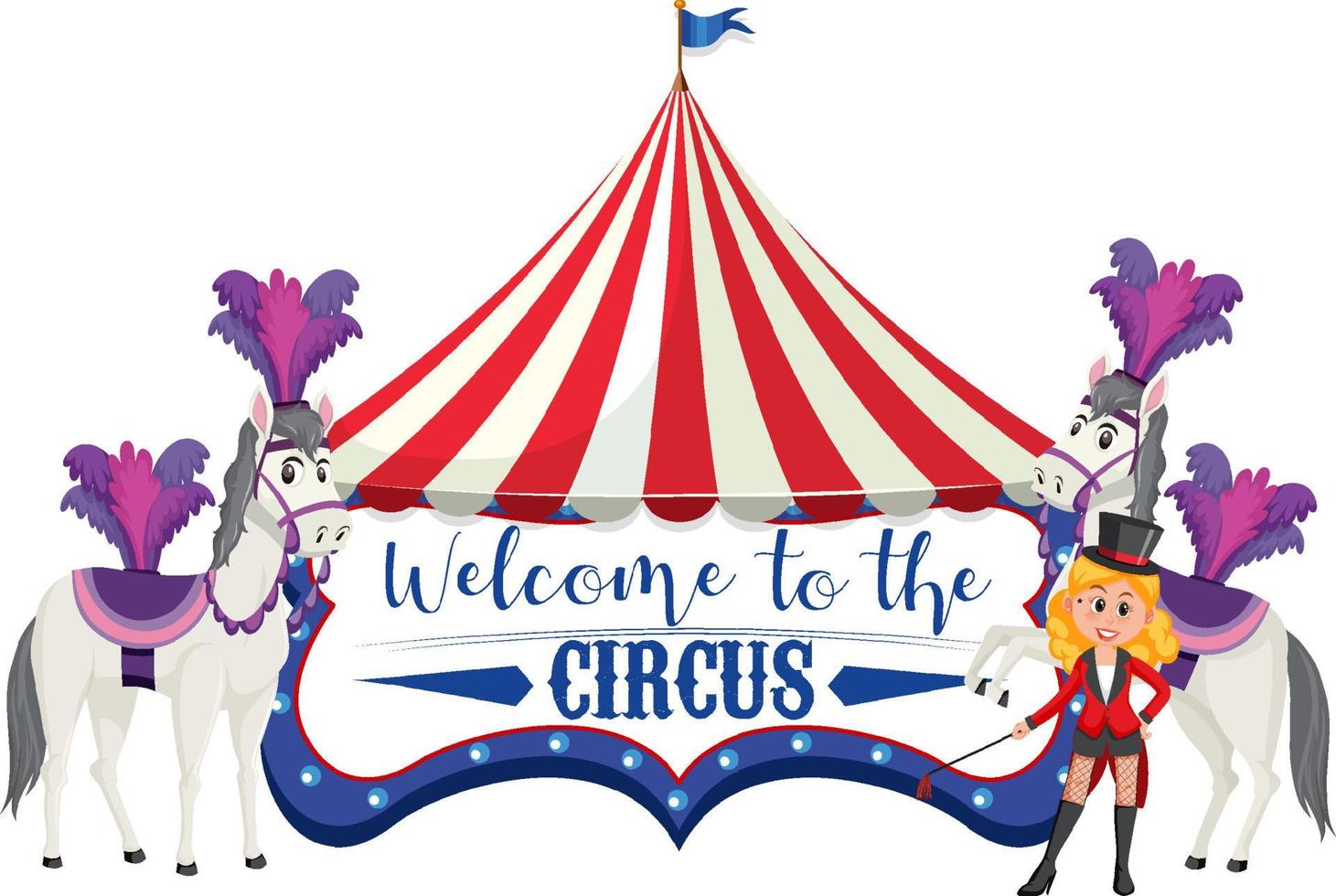 Welcome to the circus banner with circus horse vector