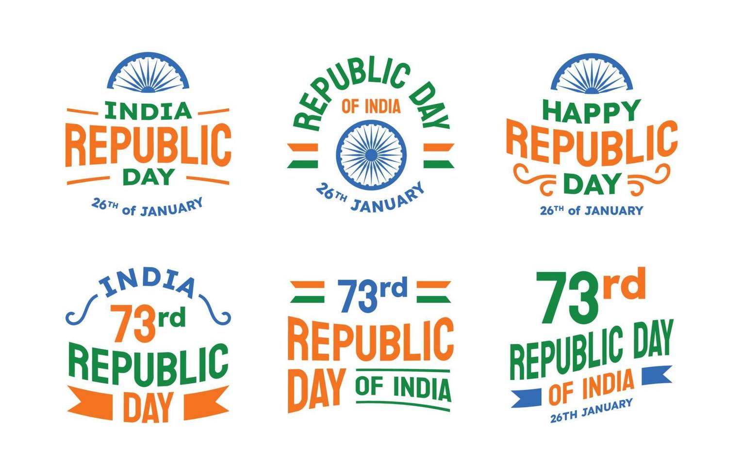 colección de etiquetas del día de la república de india vector