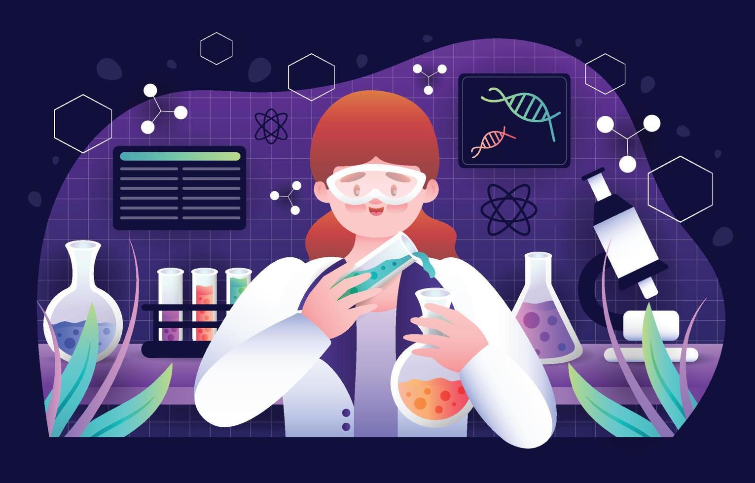 mujeres en el fondo de la ciencia vector