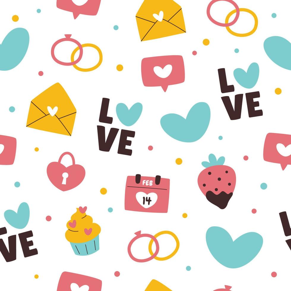 Hand Drawn Seamless Valentines Pattern vector