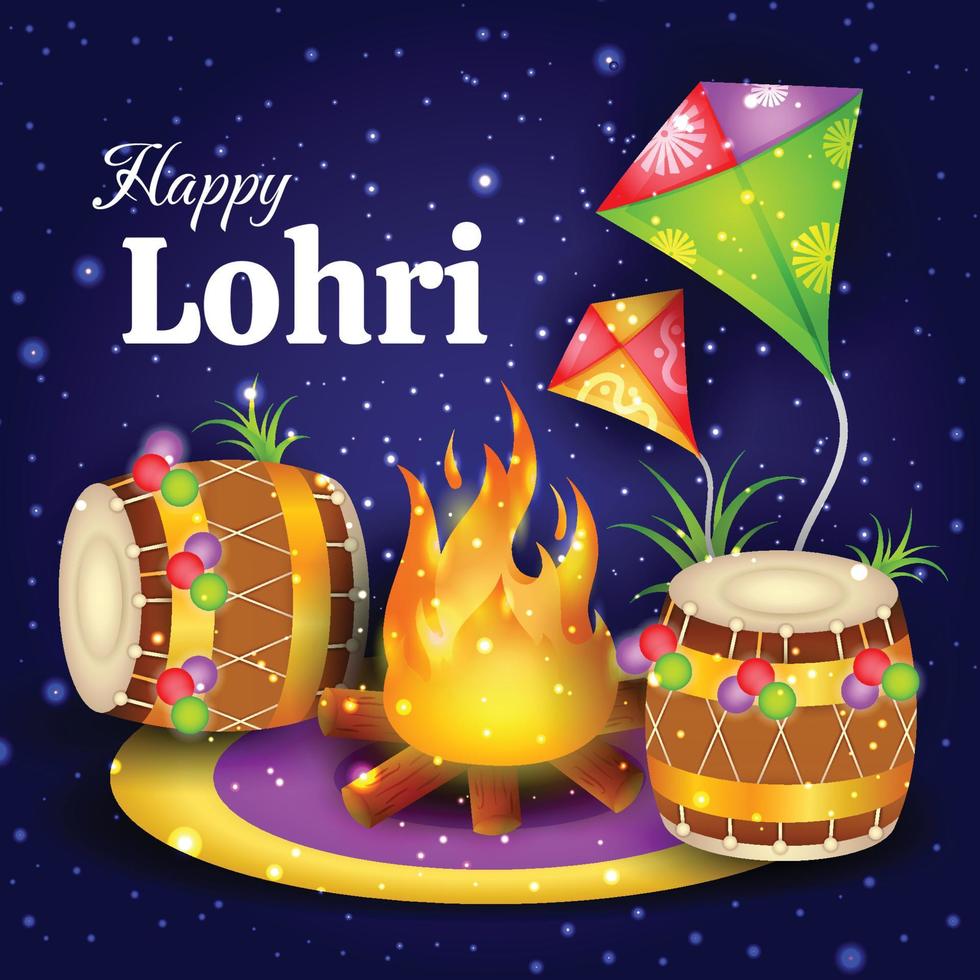 plantilla de fondo feliz lohri vector