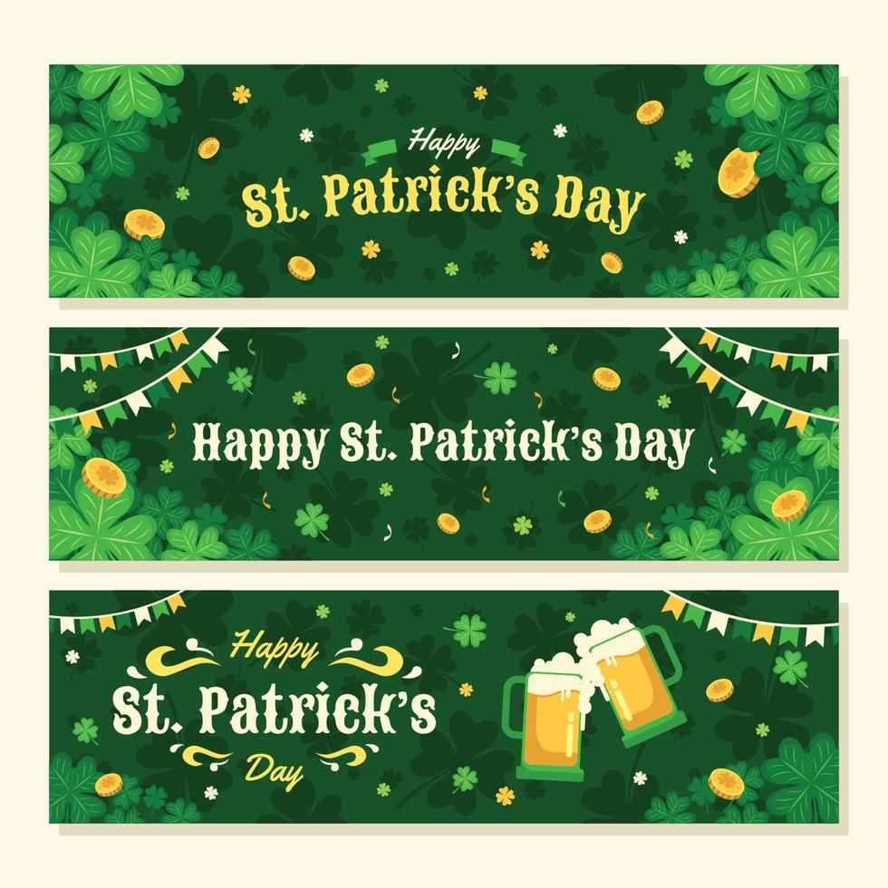 St. Patrick's Day Clover Banner Set vector