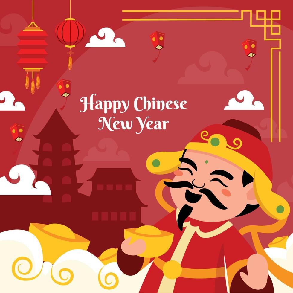 God of Wealth Celebrates Chinese New Year vector