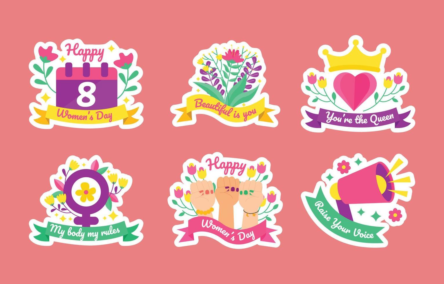 Women's Day Sticker Set vector