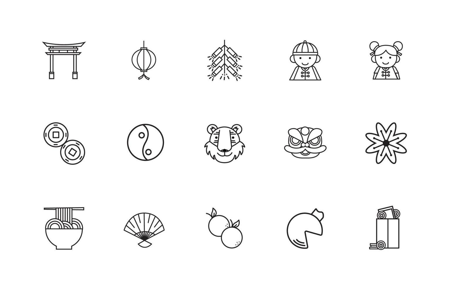 Gong Xi Fa Cai Icons Set vector