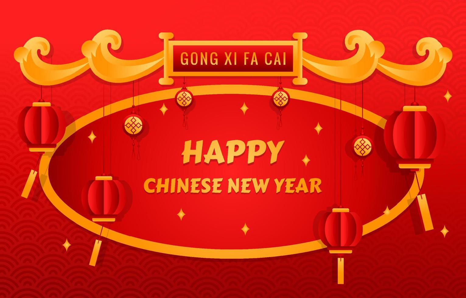 Chinese New Year Gong Xi Fa Cai Decorative Background vector