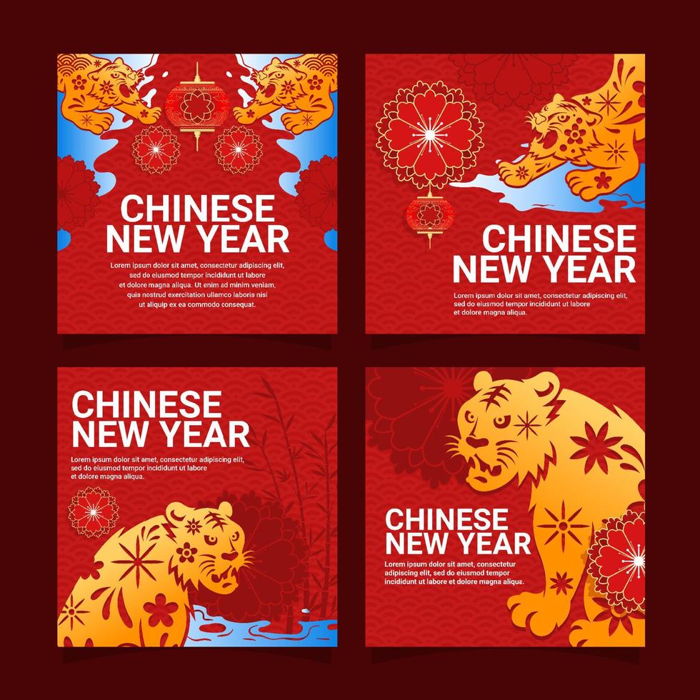 Happy Chinese Year of Water Tiger Social Media Post vector