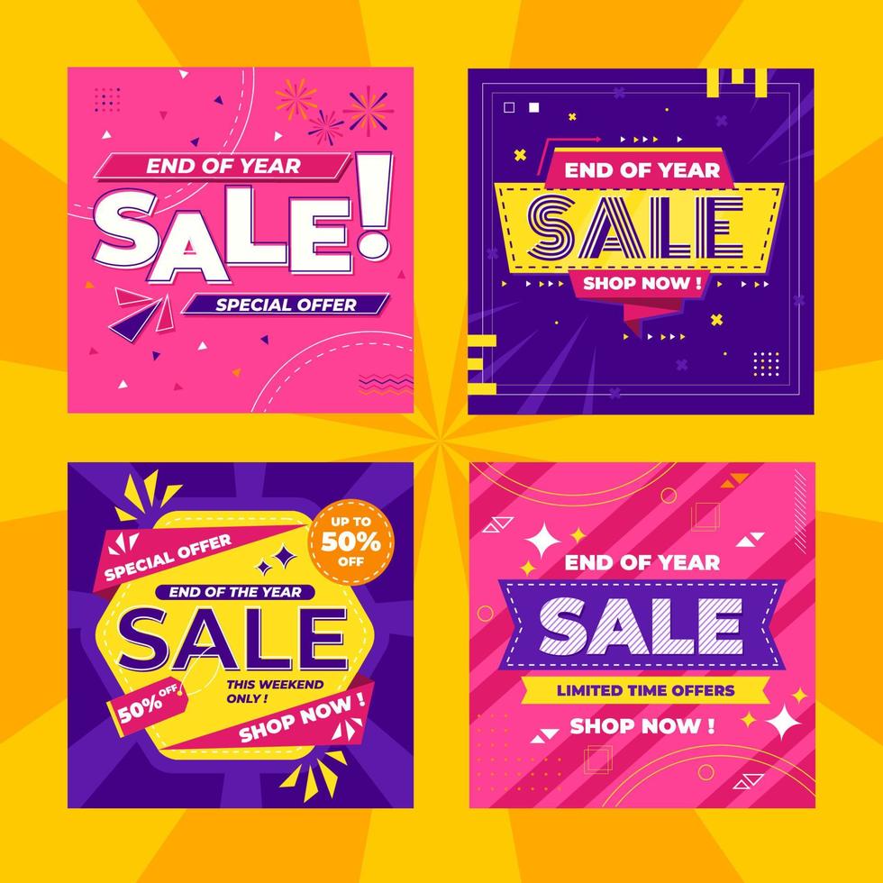 End of Year Sale Social Media vector