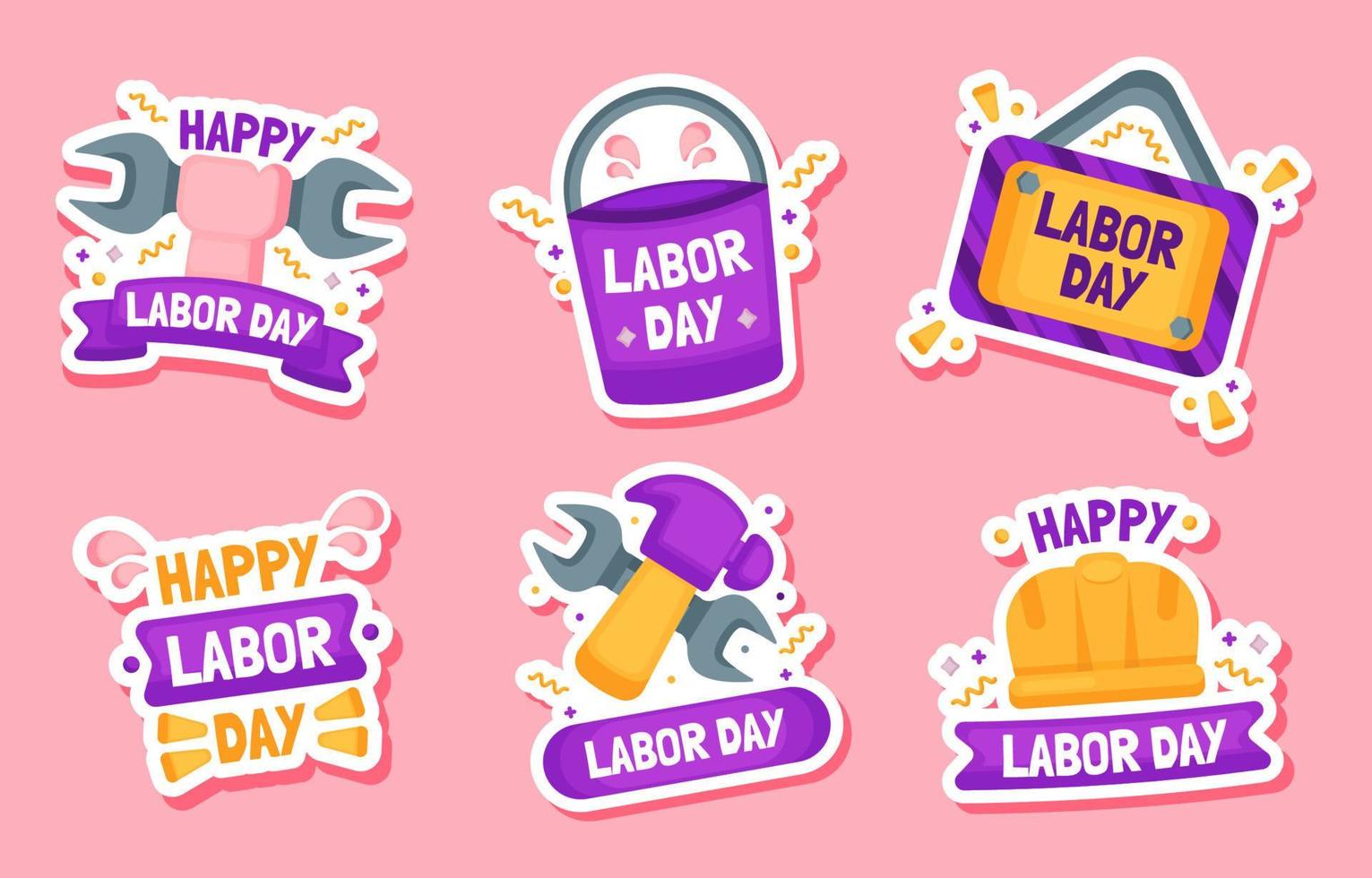 Labor Day Sticker Collections vector