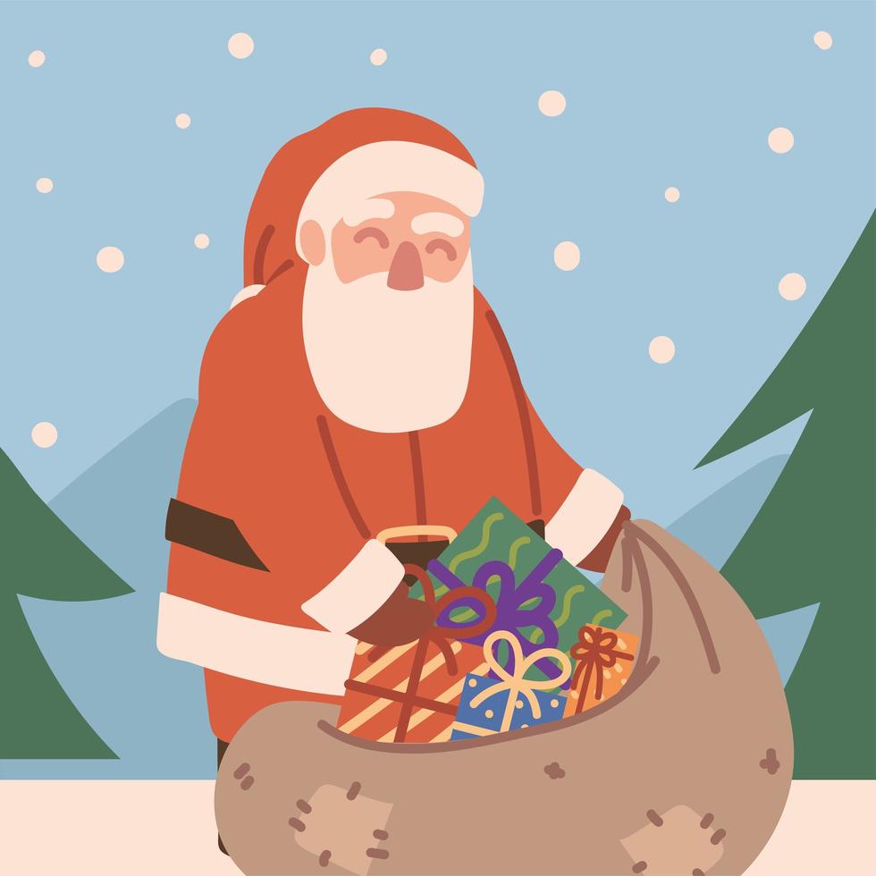 Santa claus and gifts vector