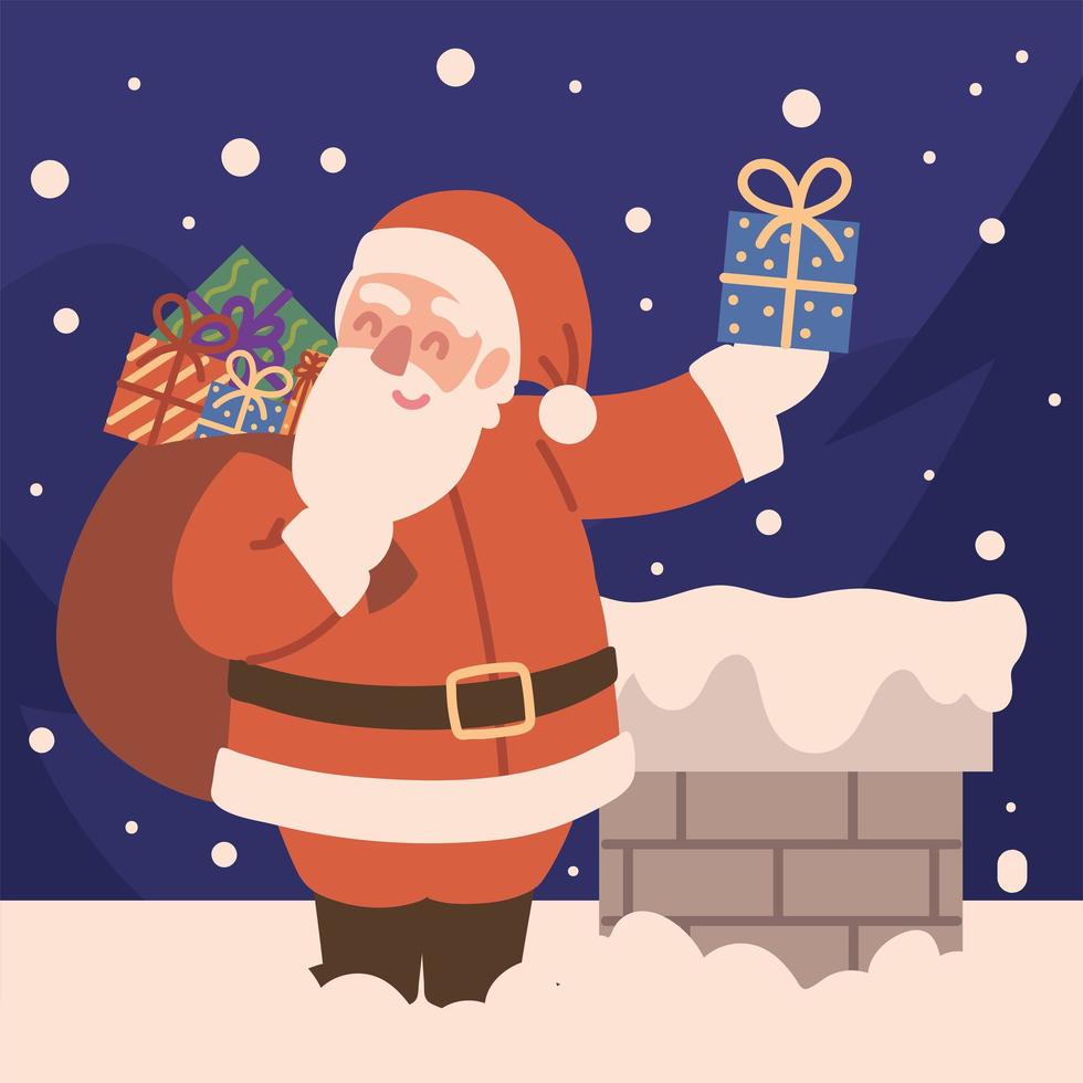 Santa Claus in the chimney vector