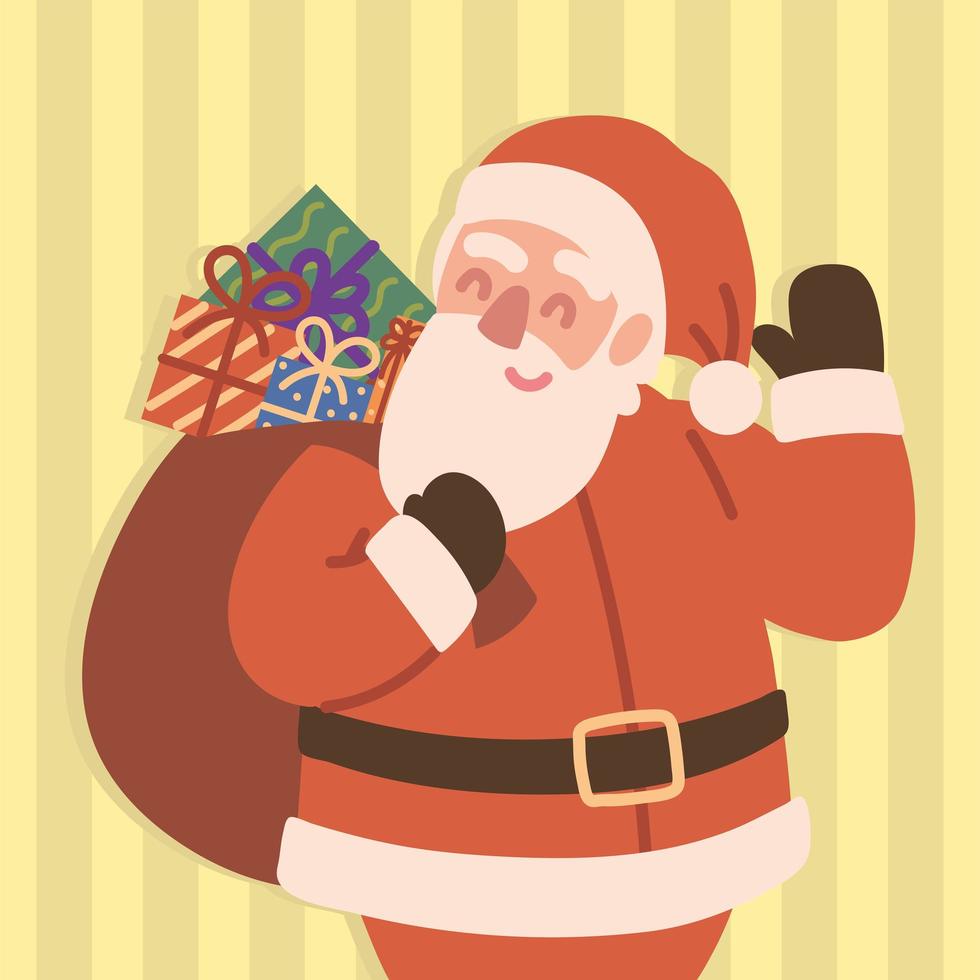 Santa carrying bag vector