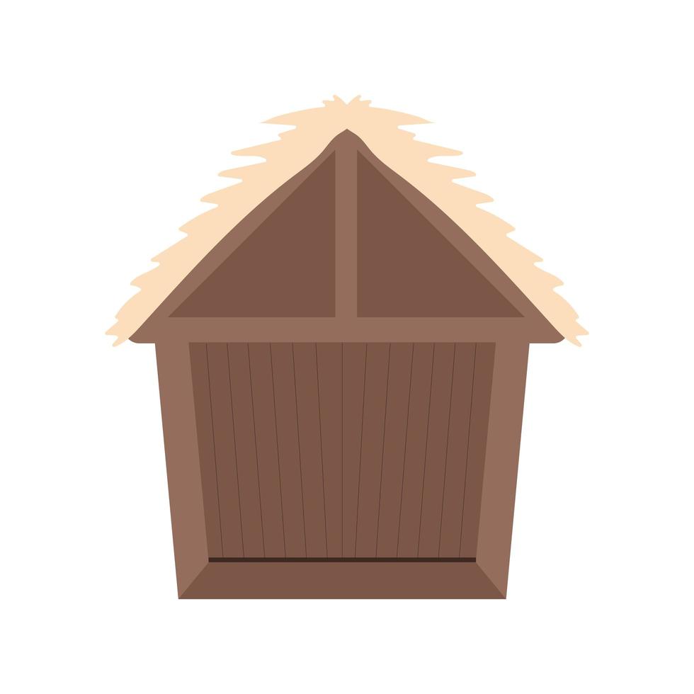 wooden hut with hay vector