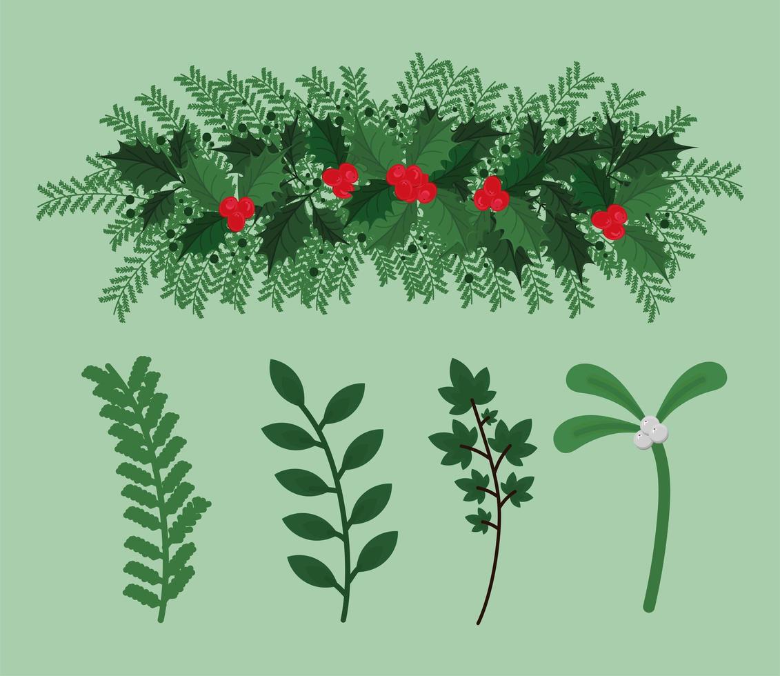 icons set mistletoe vector