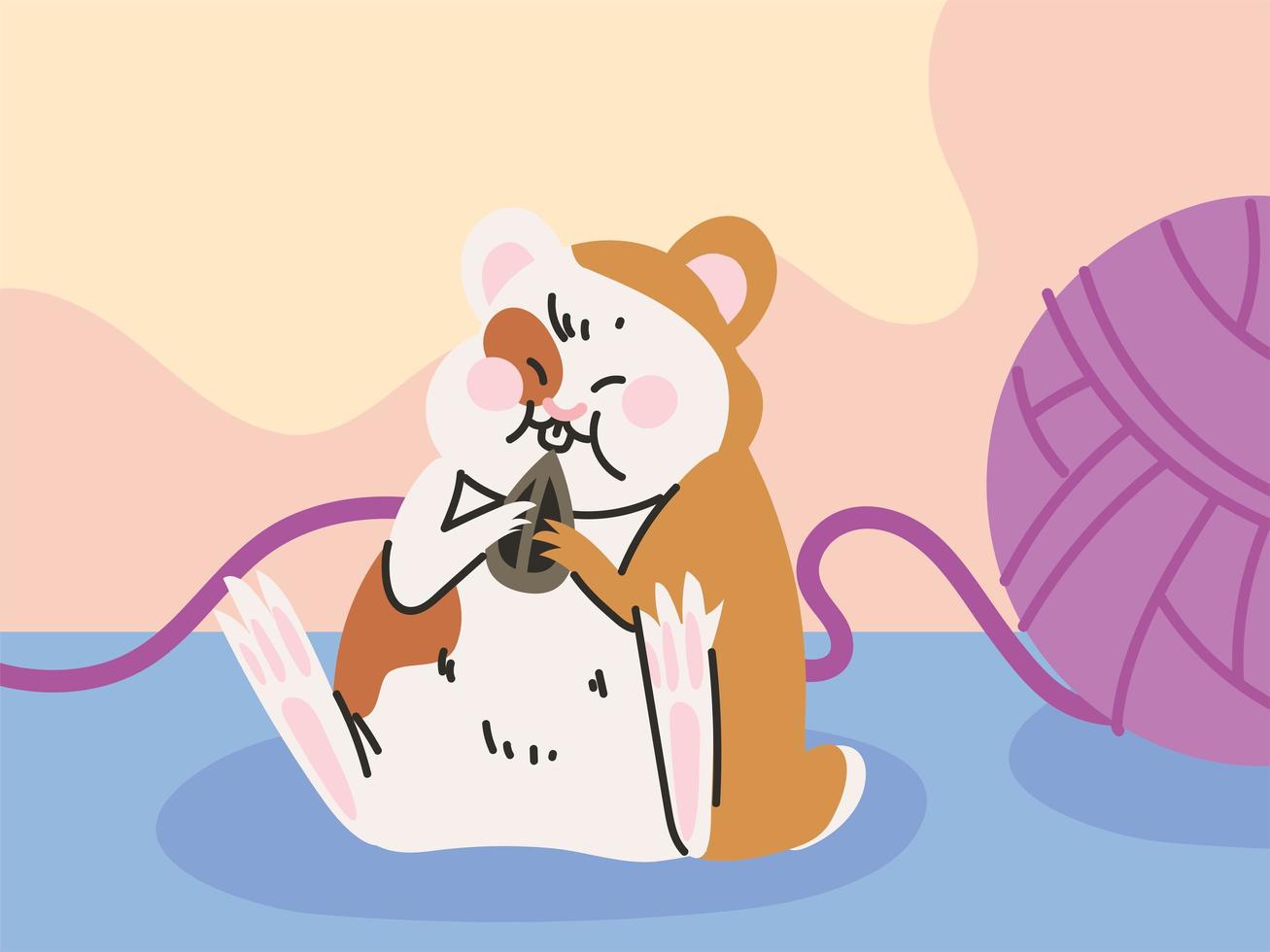 pet hamster with wool vector