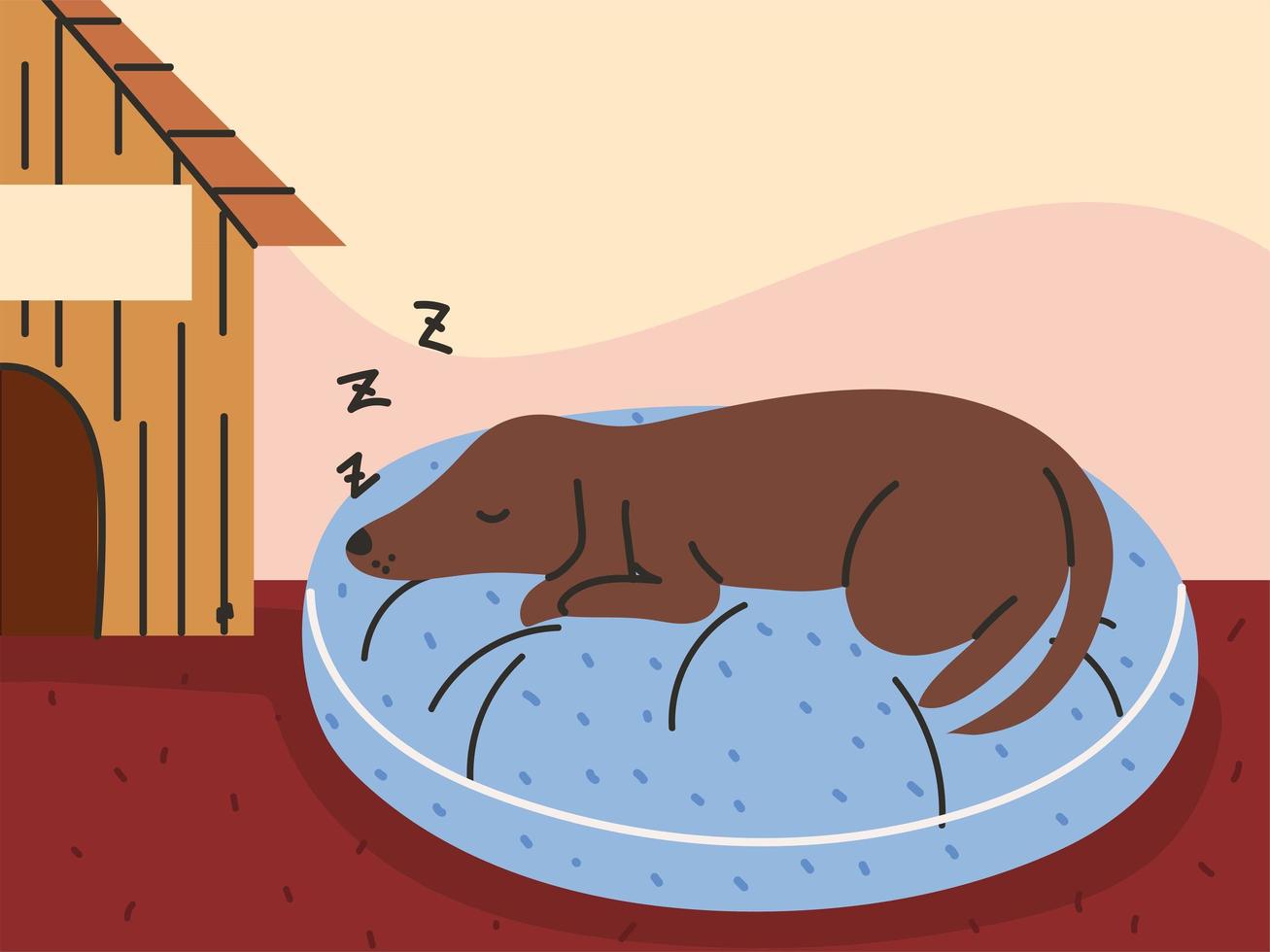 sleeping dog at home vector