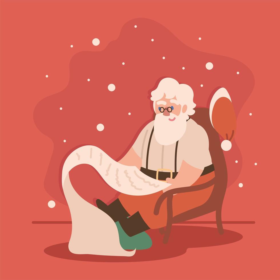 Santa reading wish list vector