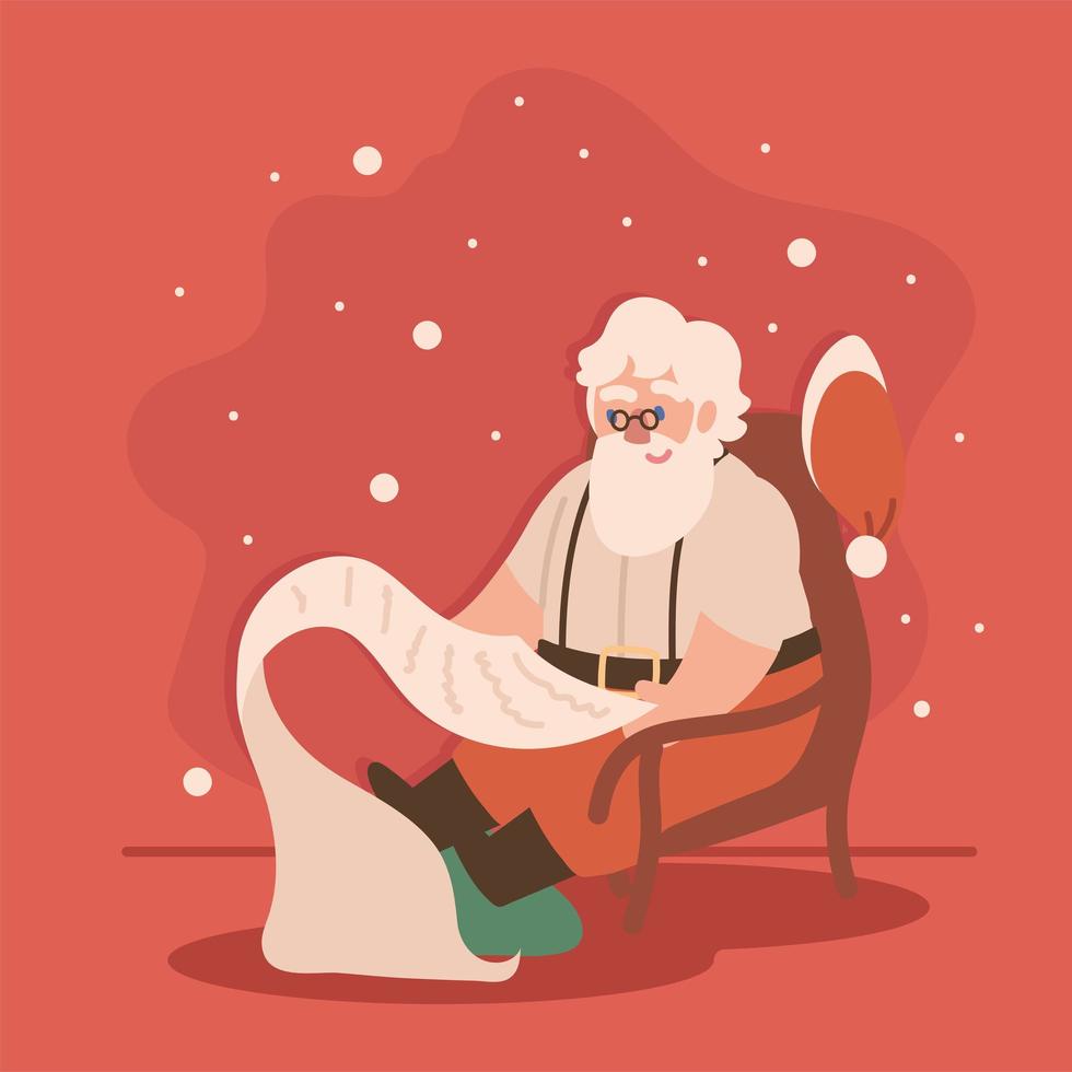 santa lectura lista de deseos vector