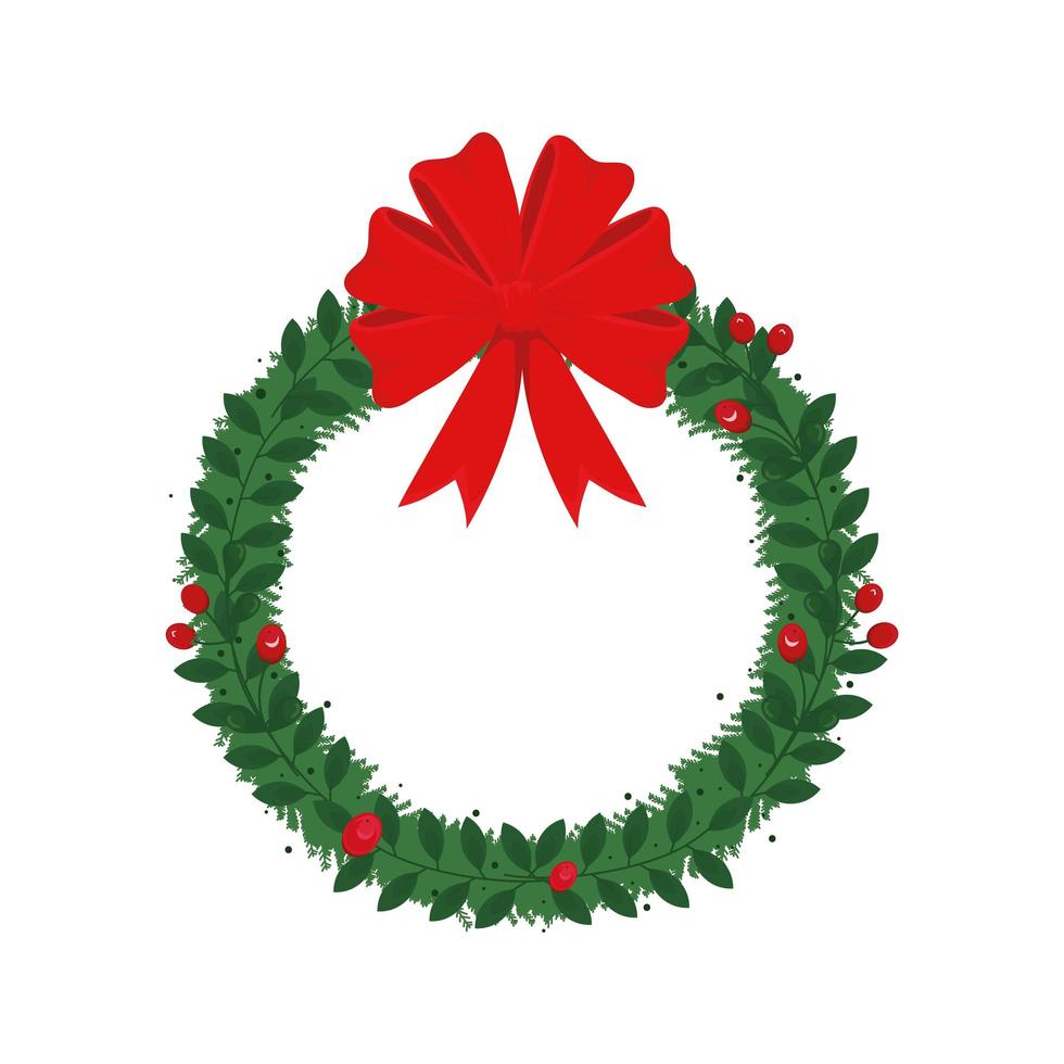 christmas wreath with bow vector