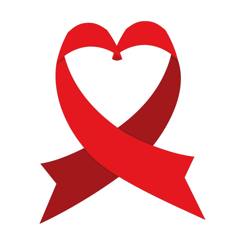 red ribbon shaped heart vector