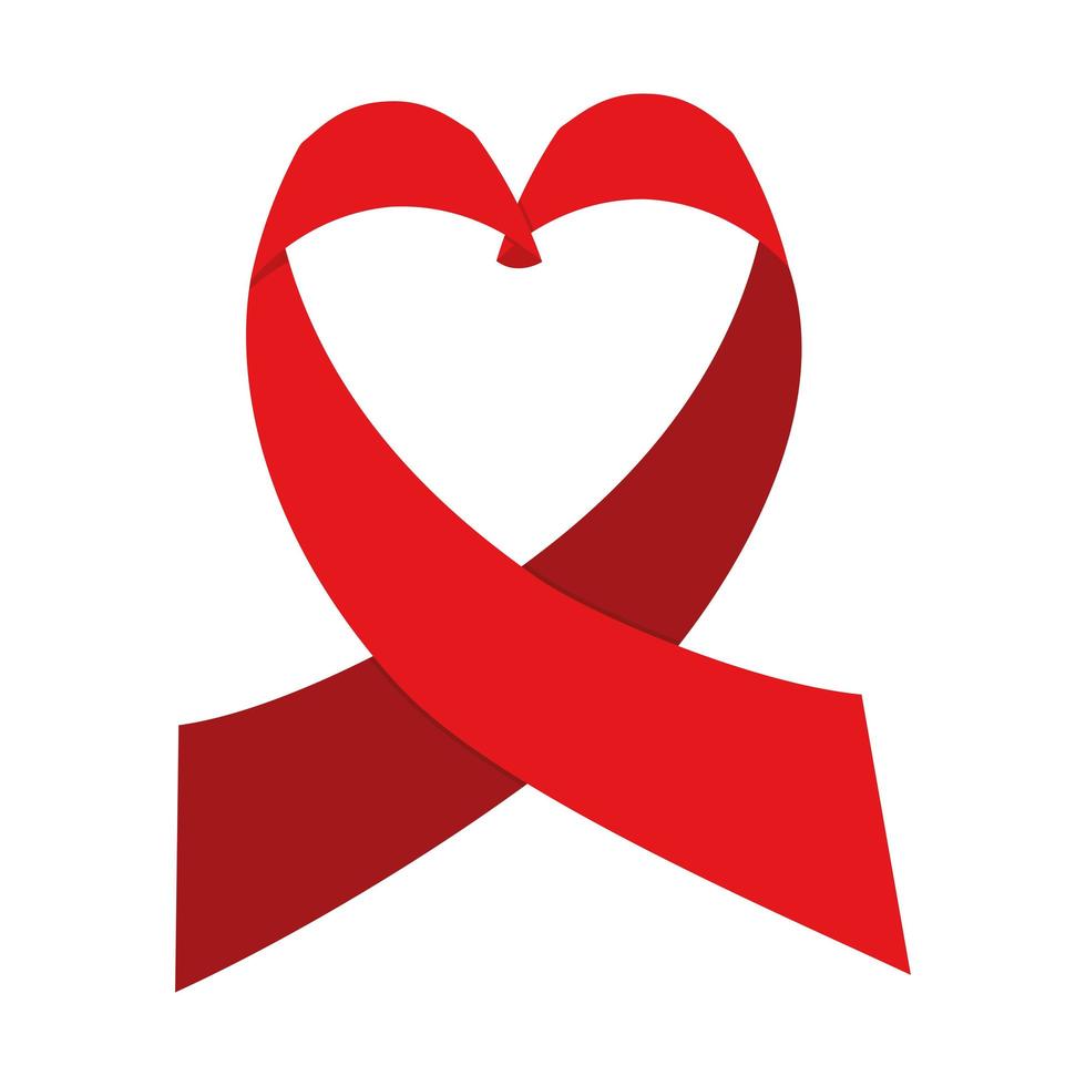 red ribbon heart vector