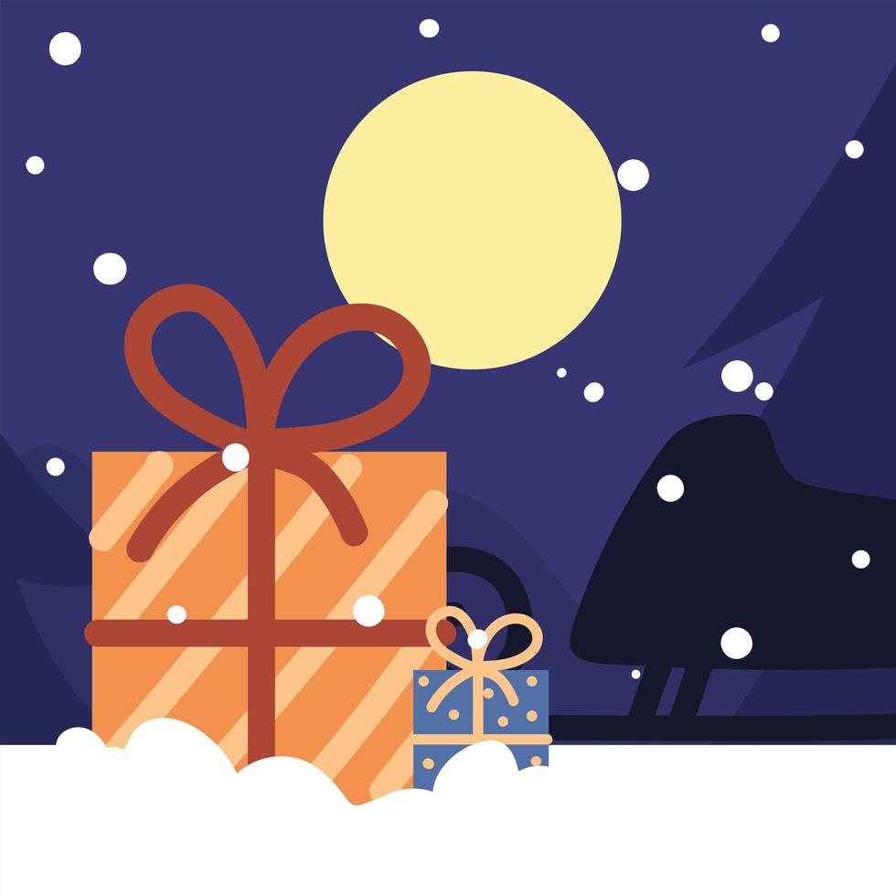 christmas gifts at night vector