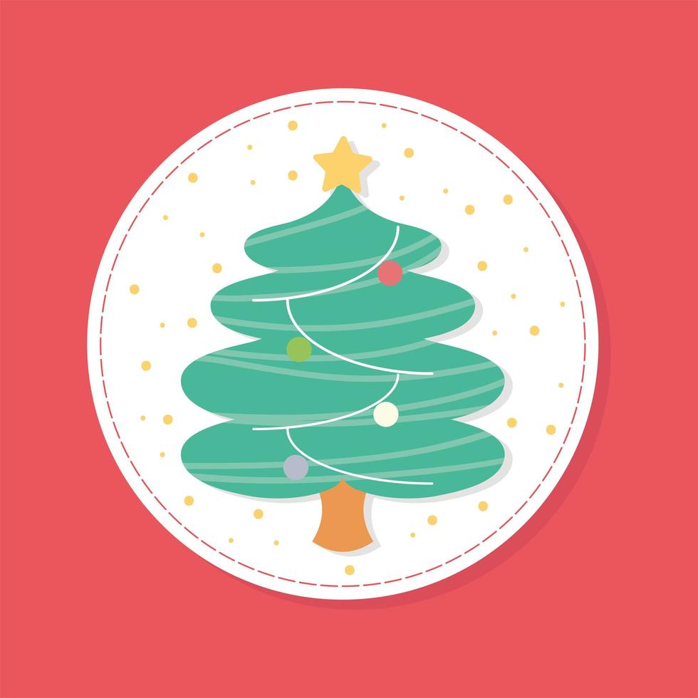 árbol de navidad redondo vector