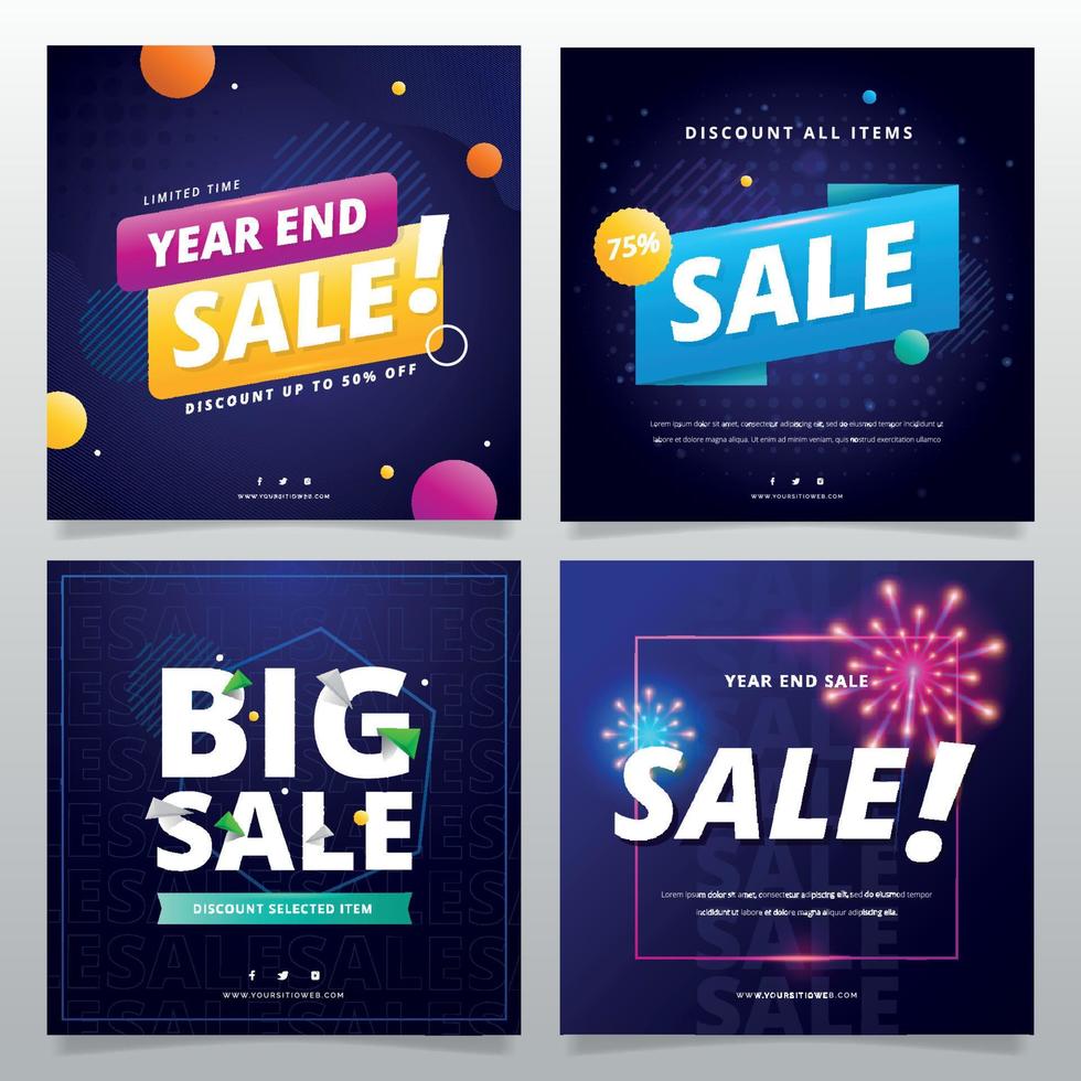 End of Year Sale Social Media Post Template vector