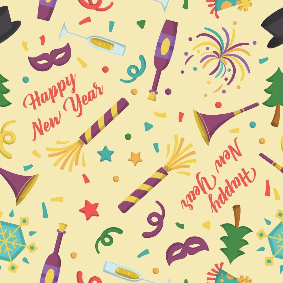 Seamless Pattern of New Year Elements vector