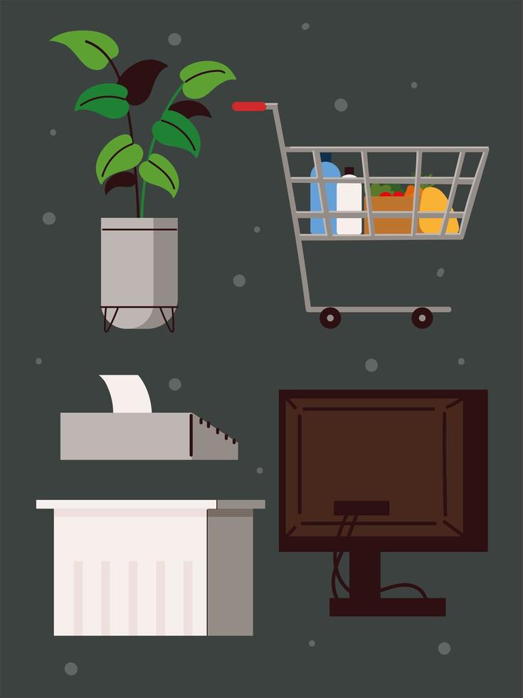 icon set supermarket vector