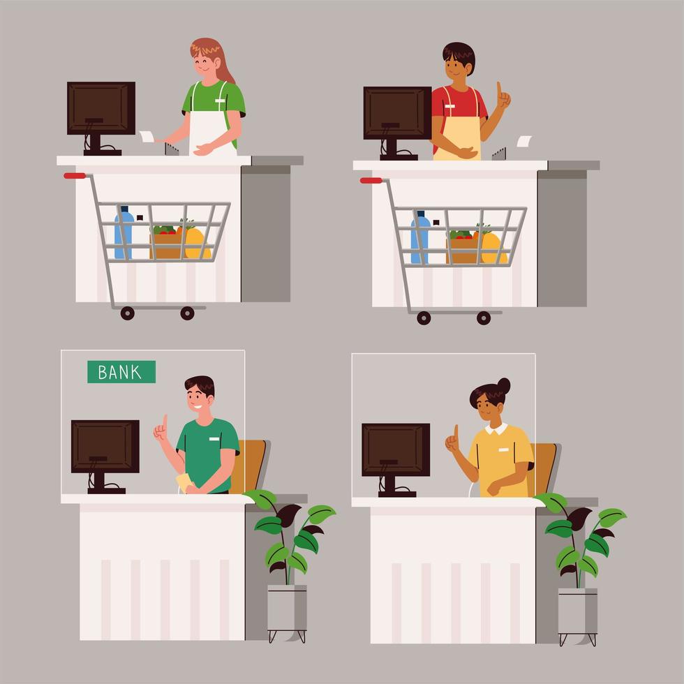 set of cashier people vector