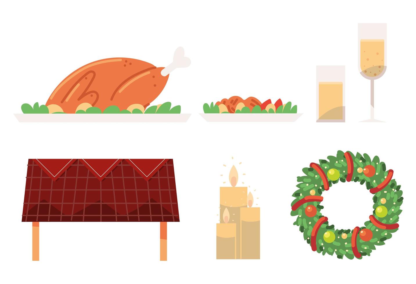 christmas food and drink vector
