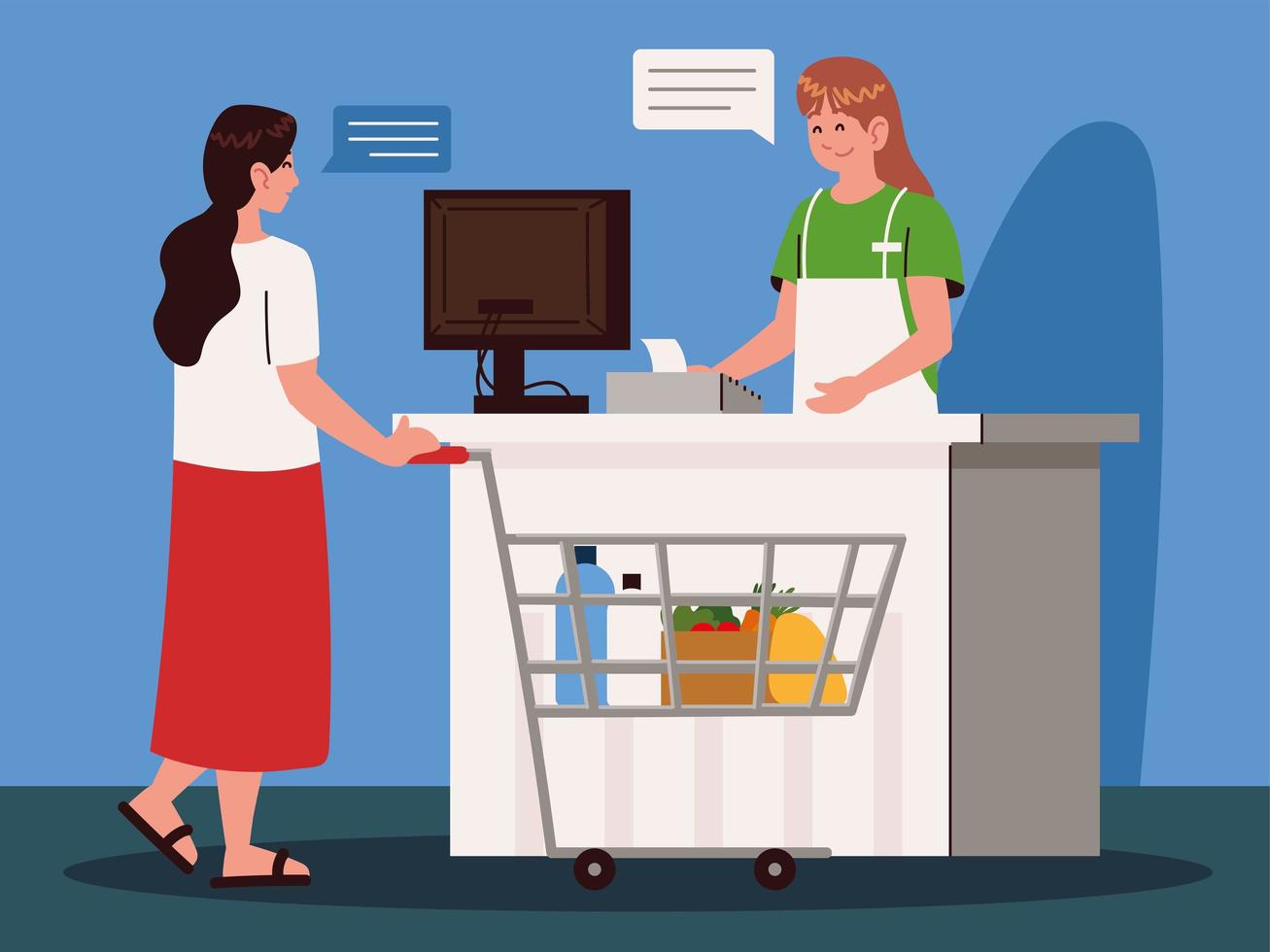 working cashier woman vector