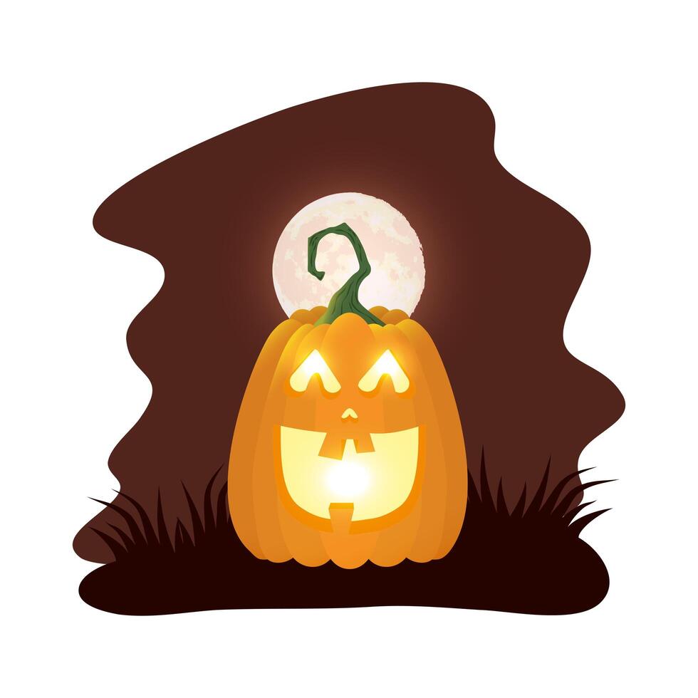 lámpara de calabaza de halloween con cara de personaje de noche vector