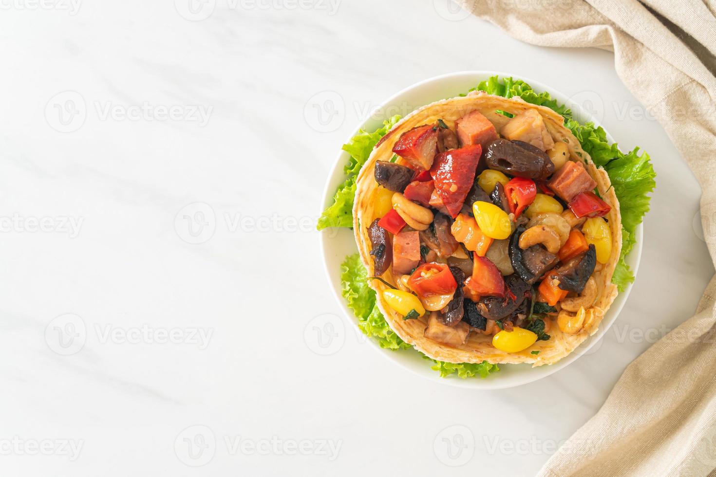 Stir fried mixed Chinese fruits and nuts photo