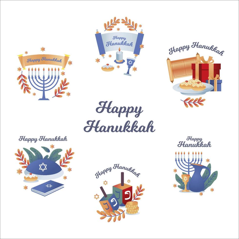 Happy Hanukah Sticker Collection vector