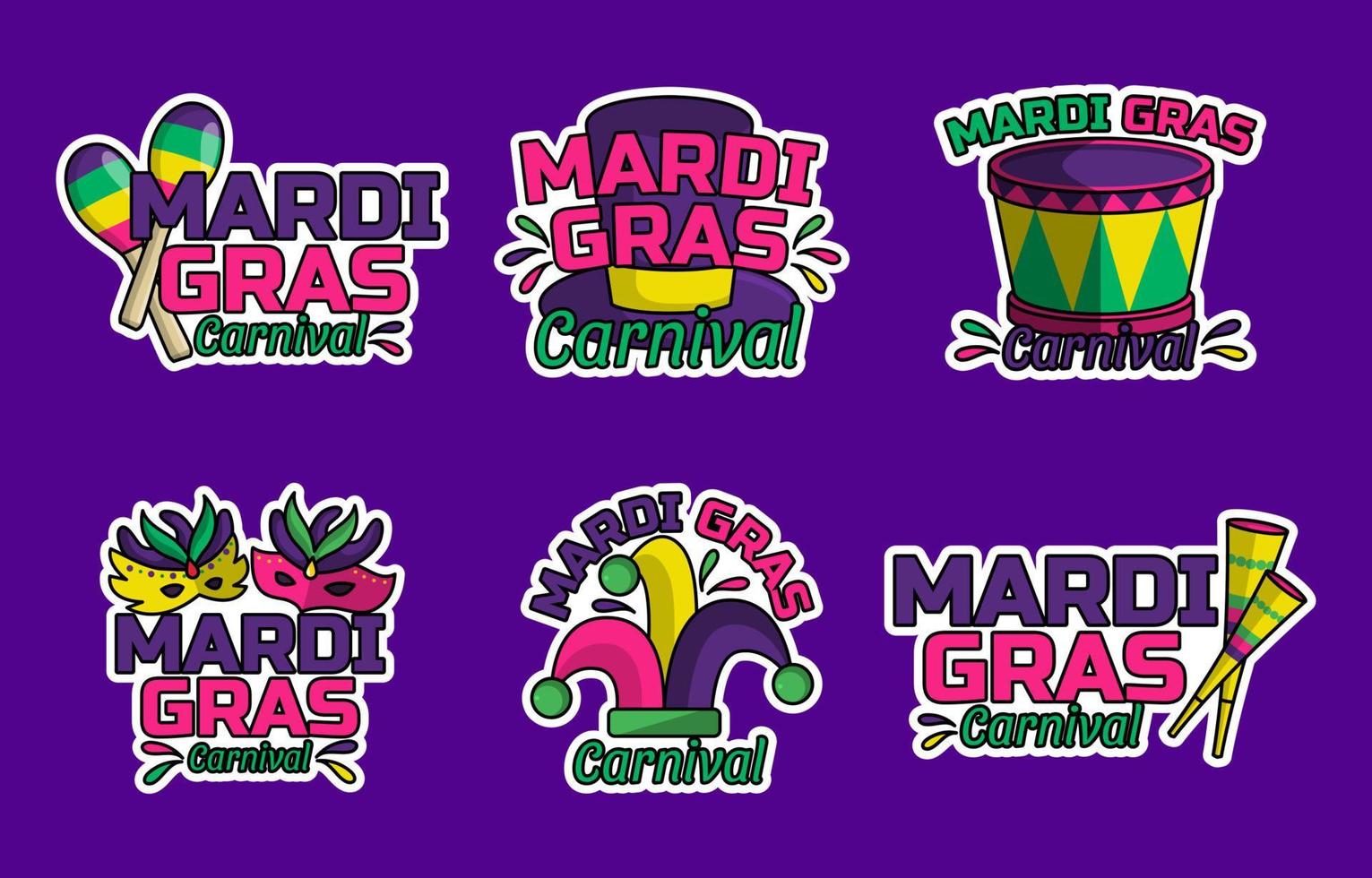 Mardi Gras Carnival Sticker Set vector