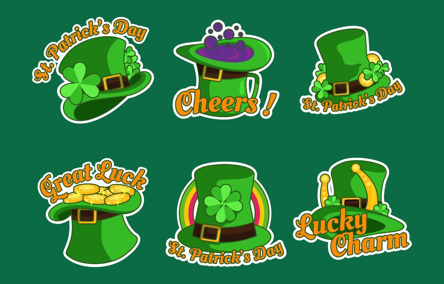 conjunto de pegatinas de sombrero de San Patricio vector