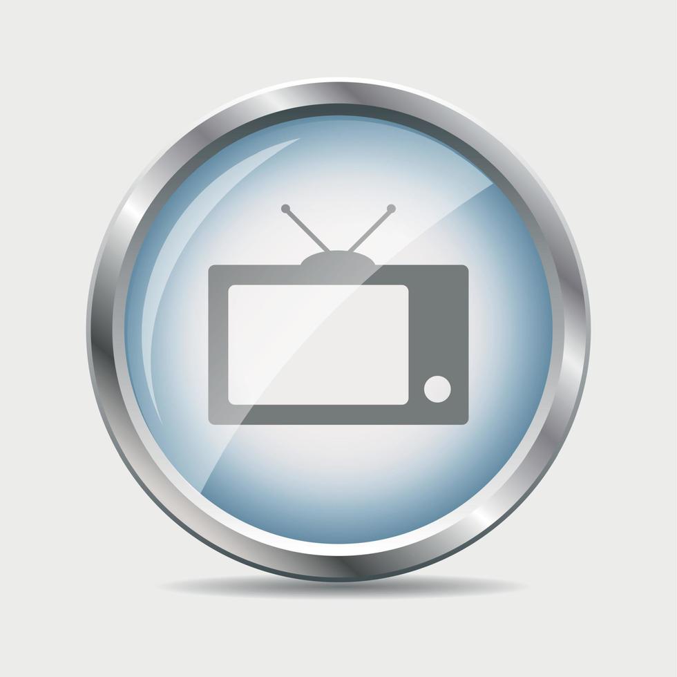 TV Glossy Icon Vector Illustration