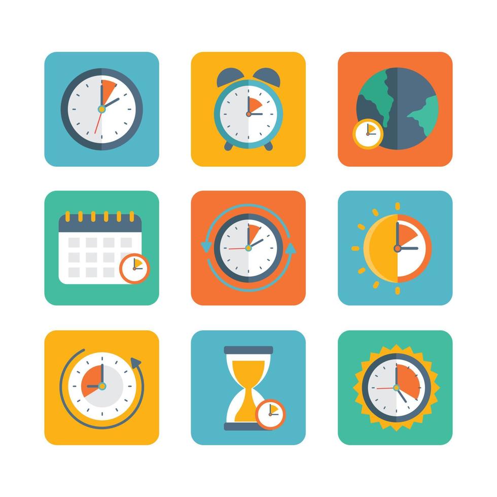 Various Icons Representing The Spring Forward Time vector