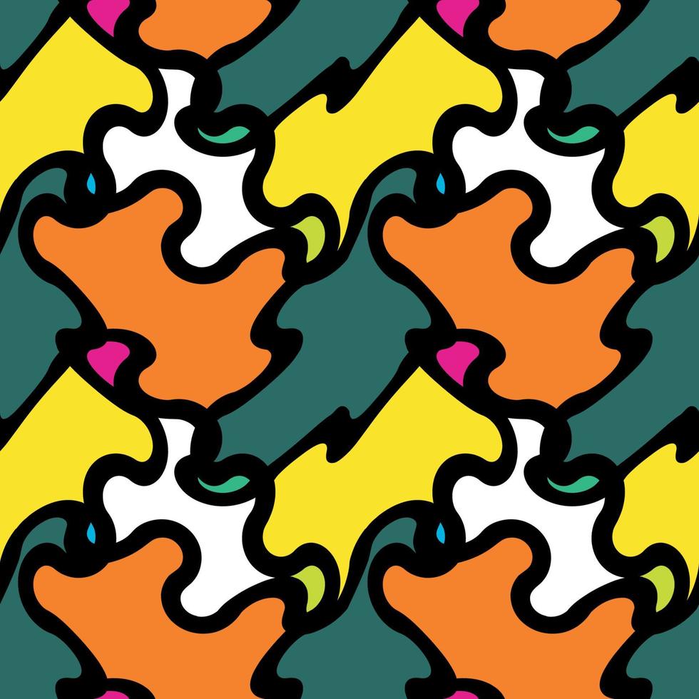 Seamless Pattern. Abstract Psychedelic Art Background. Vector Il