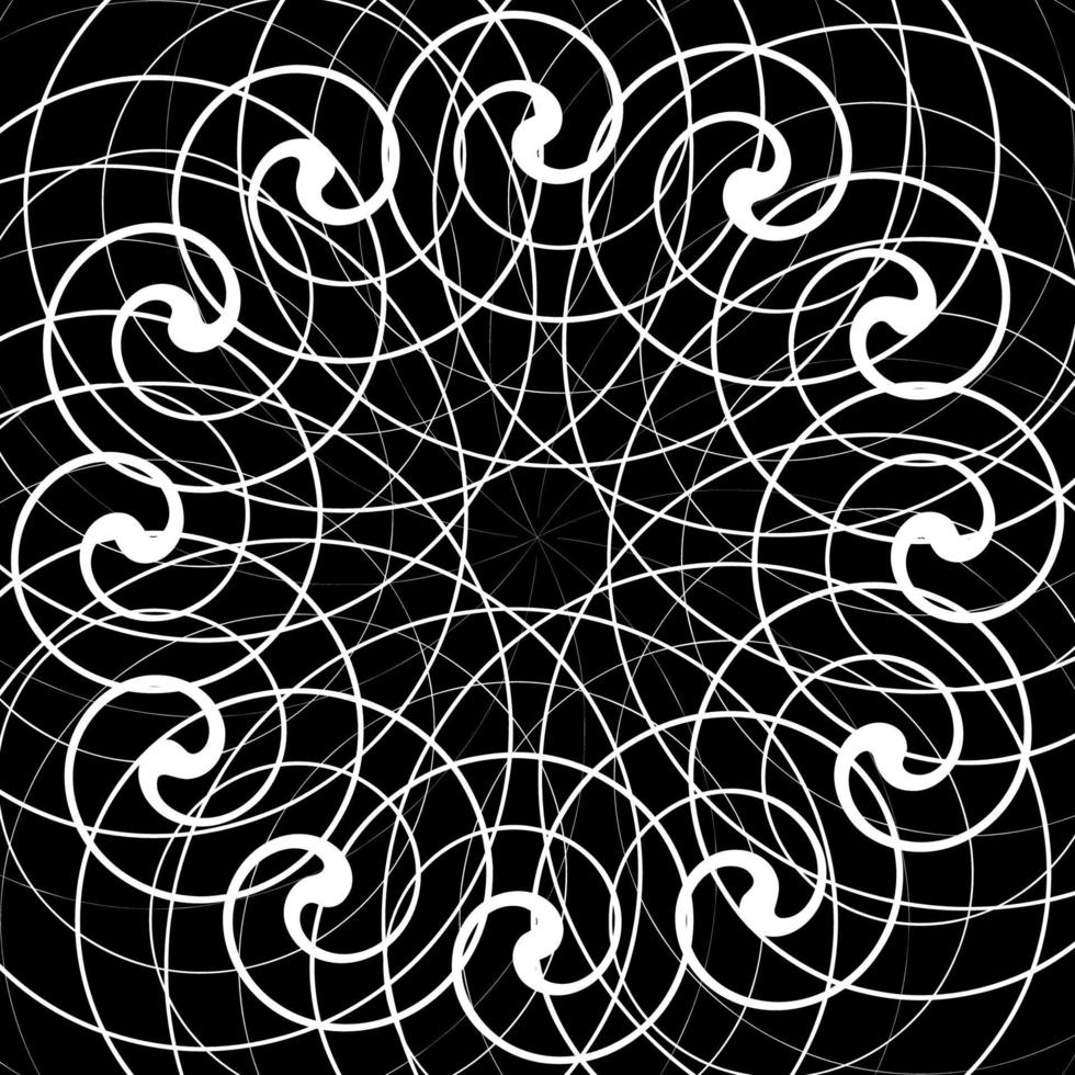 Black and White Abstract Psychedelic Art Background. Vector Illu