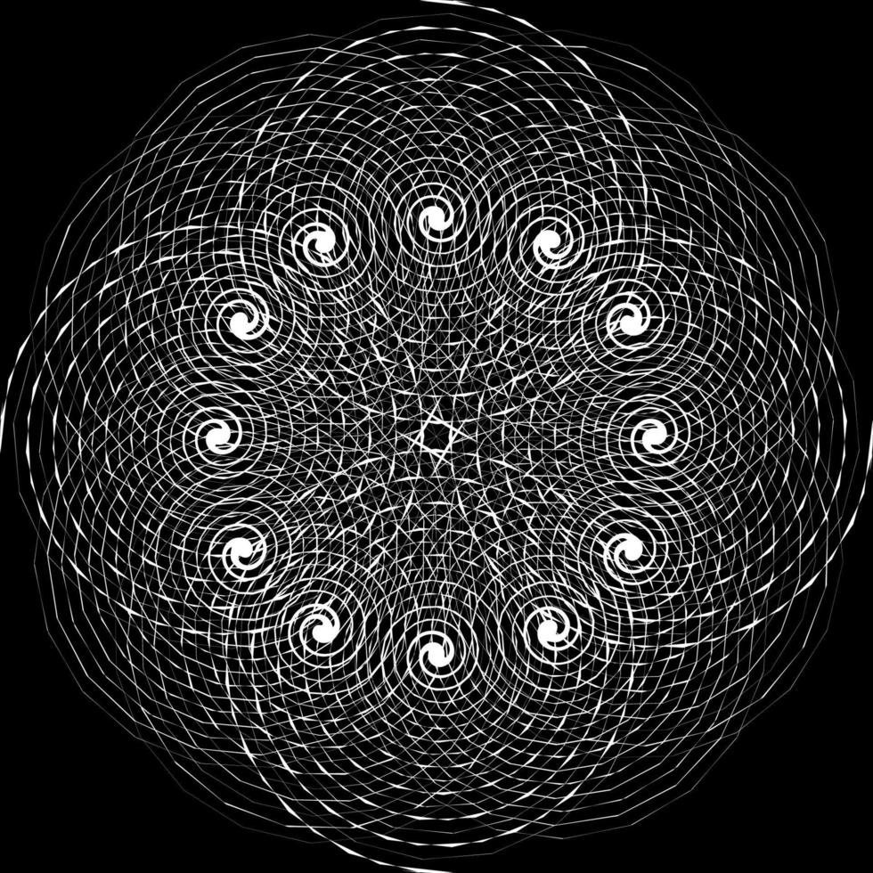 Black and White Abstract Psychedelic Art Background. Vector Illu