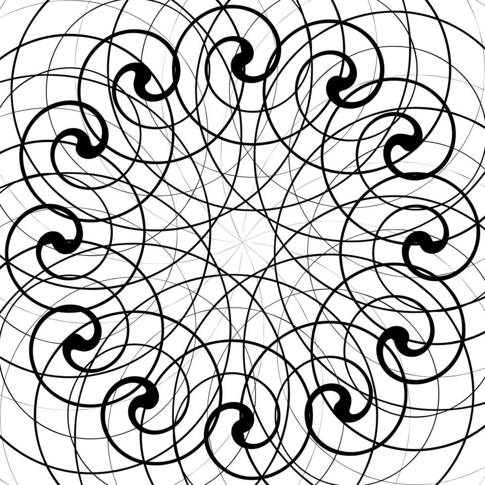 Black and White Abstract Psychedelic Art Background. Vector Illu