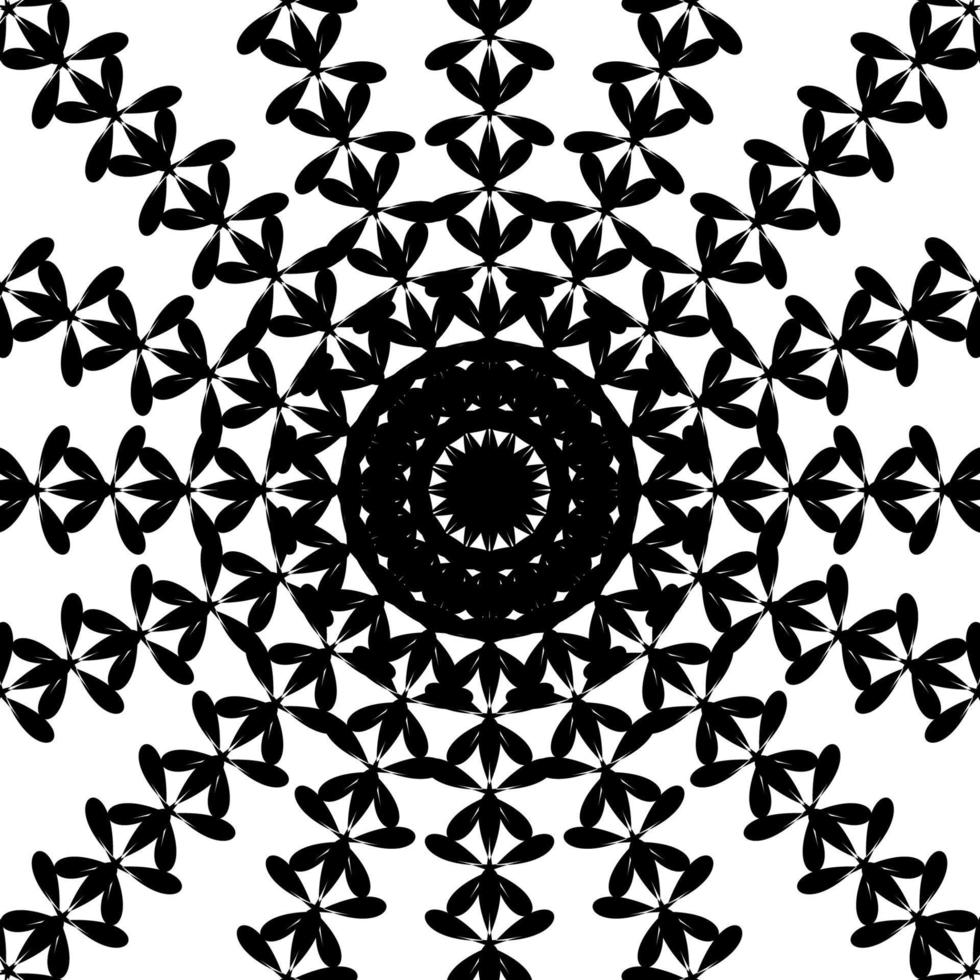 Black and White Abstract Psychedelic Art Background. Vector Illu