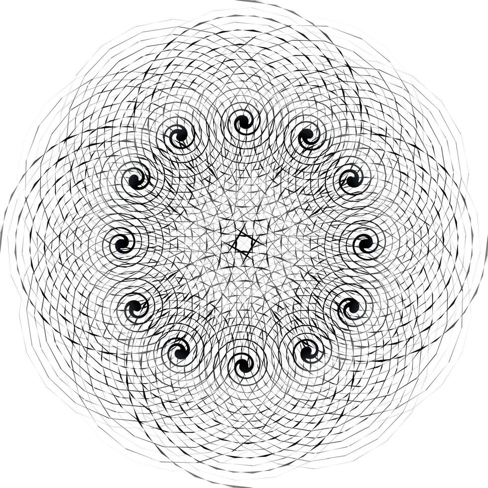 Black and White Abstract Psychedelic Art Background. Vector Illu