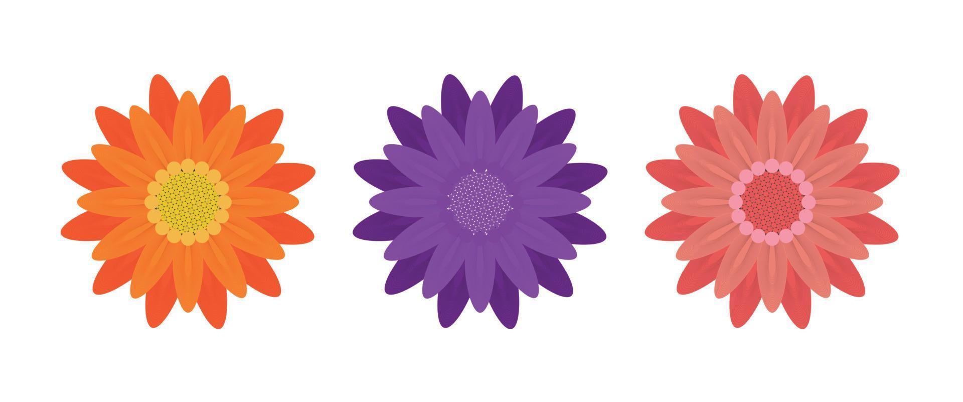 Abstract Flowers on White Background. Vector Illustration.