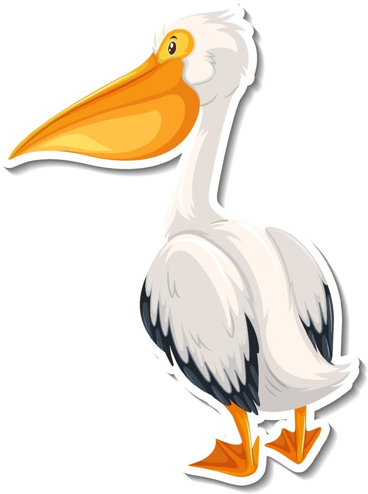 Pelican bird cartoon sticker vector
