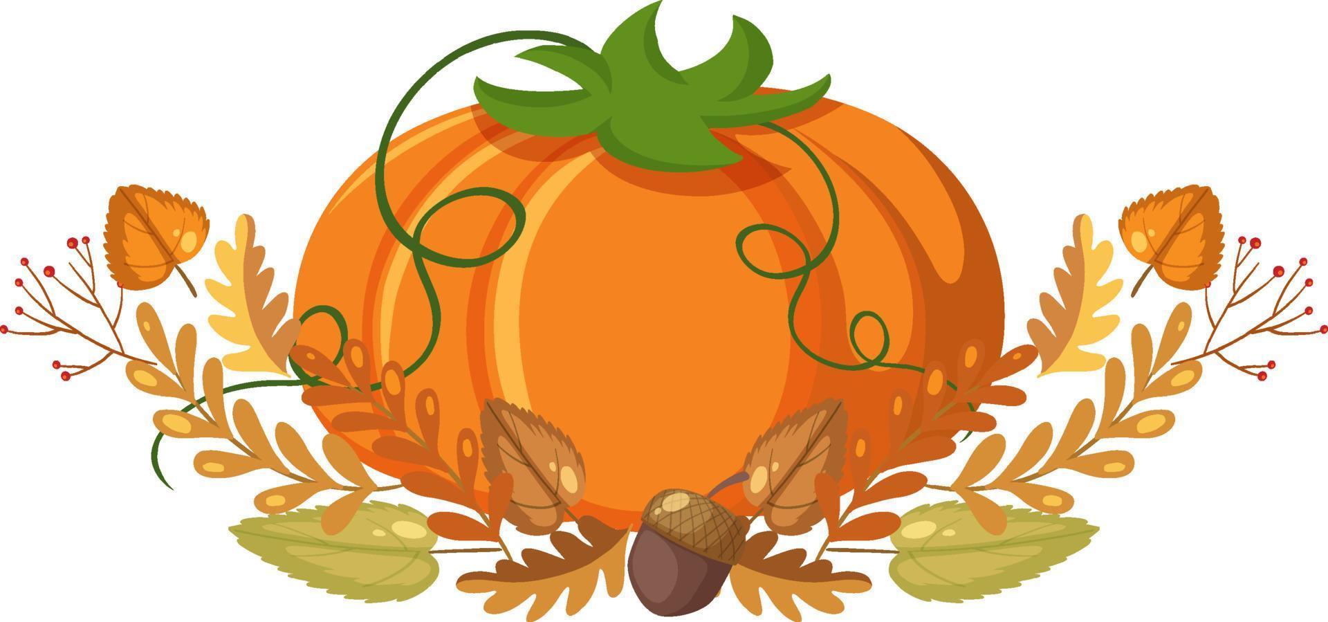 Pumpkin with leaf ornaments on white background vector