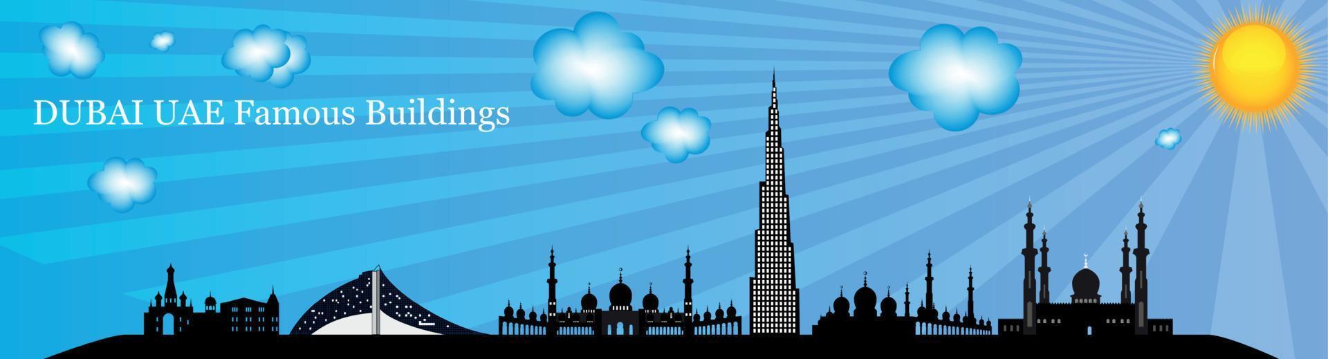 Silhouette Famous buildings. Vector Illustration.